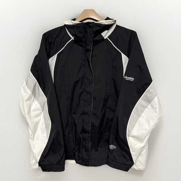 Women’s Columbia Vertex Ski Jacket 2XL In Black/White/Grey Interchange W/Hood - Picture 1 of 6